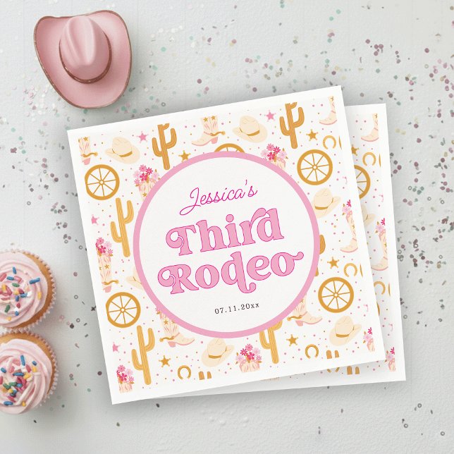 Guardanapo De Papel Western Cowgirl Third Rodeo 3rd Birthday Party (Criador carregado)