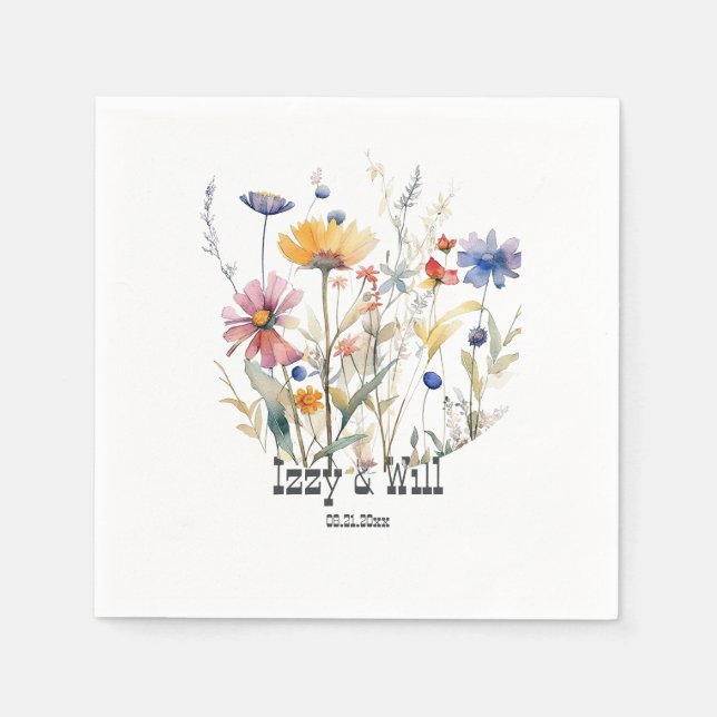 Guardanapo De Papel Western Fall Wildflower Terra Cotta Blue Personali (Frente)