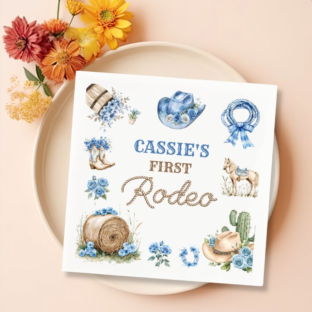 Guardanapo De Papel Western First Rodeo Cowboy Birthday Napkins (Criador carregado)