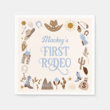 Western First Rodeo Wild West Cowboy Blue Birthday