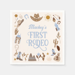 Guardanapo De Papel Western First Rodeo Wild West Cowboy Blue Birthday