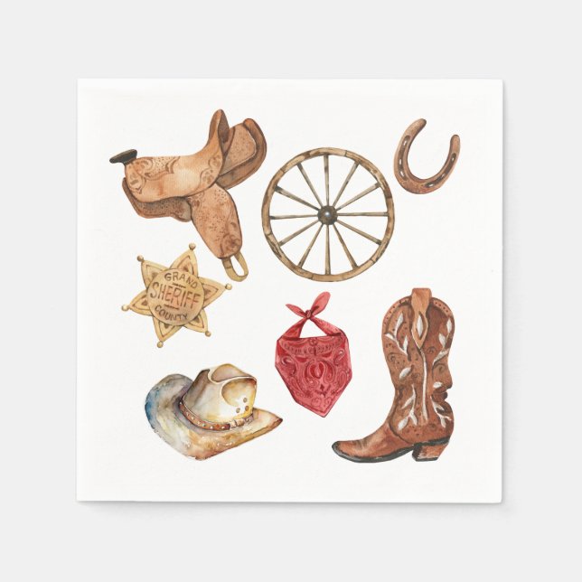 Guardanapo De Papel Western First Rodeo Wild West Cowboy Napkin (Frente)