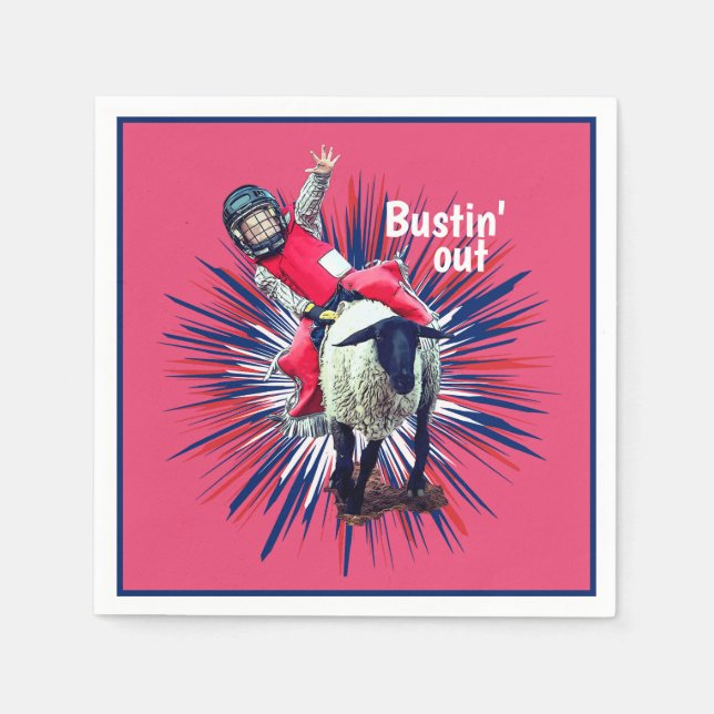 Guardanapo De Papel Western Rodeo Cowboy Cowboy Mutton Busting (Frente)