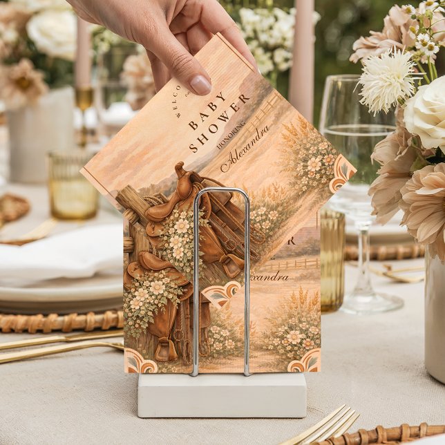 Guardanapo De Papel Western Saddle Wildflower Baby Shower (Criador carregado)