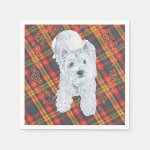 Guardanapo De Papel Westie no Tartan