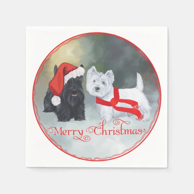Guardanapo De Papel Westie Scottie Christmas (Frente)
