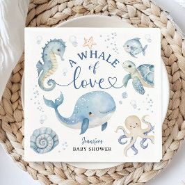 Guardanapo De Papel Whale Baby Shower Boy Blue Ocean Paper