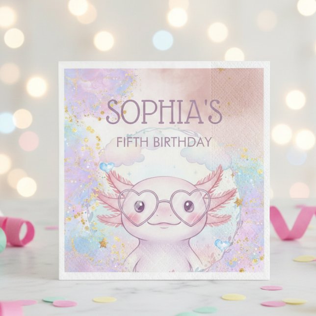 Guardanapo De Papel Whimsical axolotl kids birthday (Criador carregado)