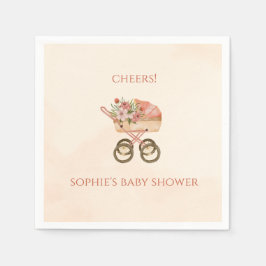Guardanapo De Papel Whimsical Baby Carriage Floral Baby Shower