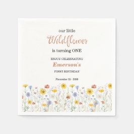 Guardanapo De Papel Whimsical Colorful Wildflower 1st Birthday Party