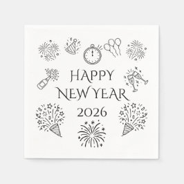 Guardanapo De Papel Whimsical Doodles Happy New Year 2026