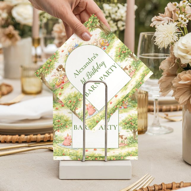 Guardanapo De Papel Whimsical Farm Animals Barnyard 1st Birthday (Criador carregado)