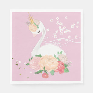 Guardanapo De Papel Whimsical Floral Swan Birthday