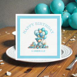 Guardanapo De Papel Whimsical Fun Teal Birthday 