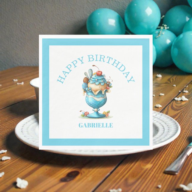 Guardanapo De Papel Whimsical Fun Teal Birthday  (Criador carregado)