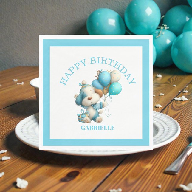 Guardanapo De Papel Whimsical Fun Teal Birthday  (Criador carregado)