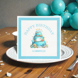 Guardanapo De Papel Whimsical Fun Teal Birthday 