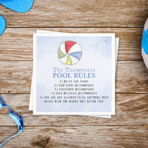 Guardanapo De Papel Whimsical Funny Summer Family Beach Pool Rules