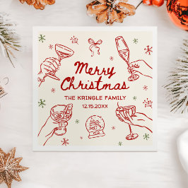 Guardanapo De Papel Whimsical Hand Drawn Christmas Party 