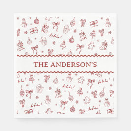 Guardanapo De Papel Whimsical Hand Drawn Doodle Red