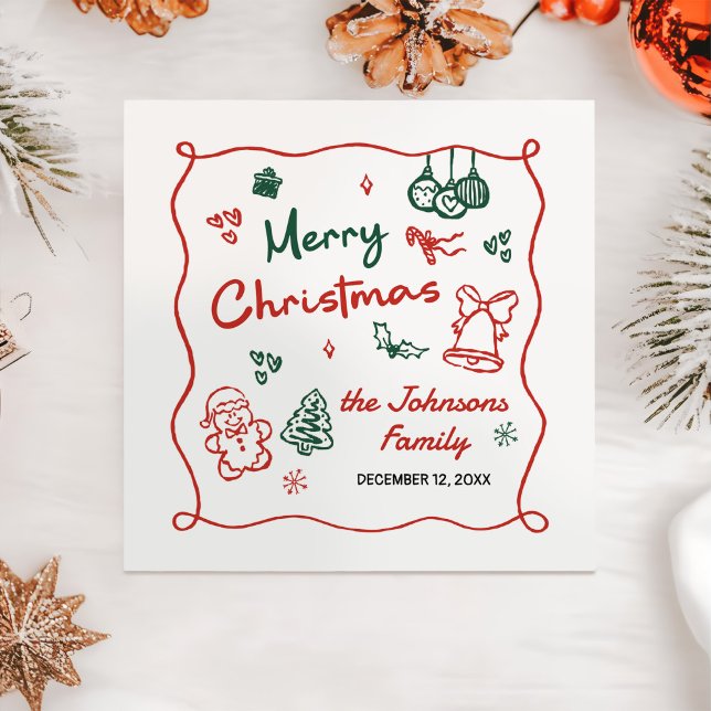 Guardanapo De Papel Whimsical Hand Drawn Friendsmas Christmas Party (Criador carregado)