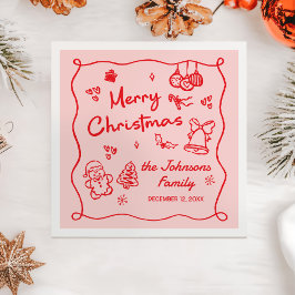 Guardanapo De Papel Whimsical Hand Drawn Friendsmas Christmas Party