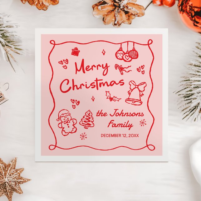 Guardanapo De Papel Whimsical Hand Drawn Friendsmas Christmas Party (Criador carregado)