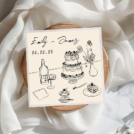 Guardanapo De Papel Whimsical Hand Drawn Quirky Cake Wedkins