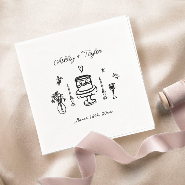 Guardanapo De Papel Whimsical Hand Drawn Quirky Wedding (Criador carregado)