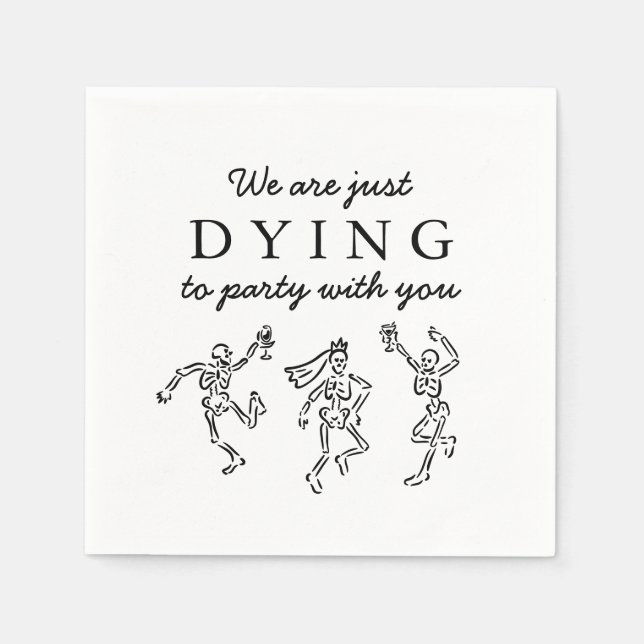 Guardanapo De Papel Whimsical Hand Drawn Skeletons Halloween Party (Frente)