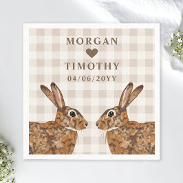 Guardanapo De Papel Whimsical Hare Heads With Names And Date Wedding