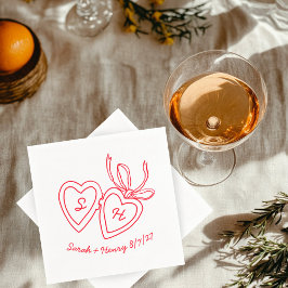 Guardanapo De Papel Whimsical Heart Locket Doodle Sketch Modern CUSTOM