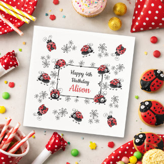 Guardanapo De Papel Whimsical Ladybugs Birthday
