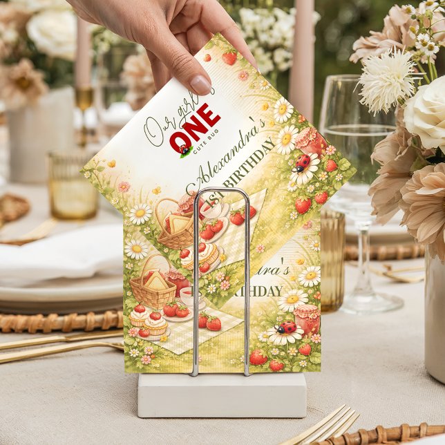 Guardanapo De Papel Whimsical Meadow Lady Bug 1st Birthday (Criador carregado)