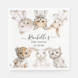 Guardanapo De Papel Whimsical Pajama Animals: Soft Pastel Party Accent