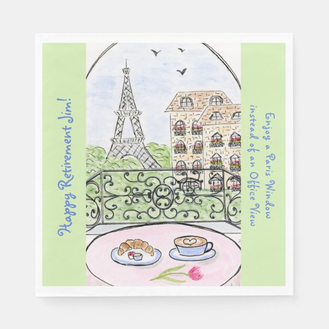 Guardanapo De Papel Whimsical Paris Eiffel Tower RETIREMENT Name (Frente)
