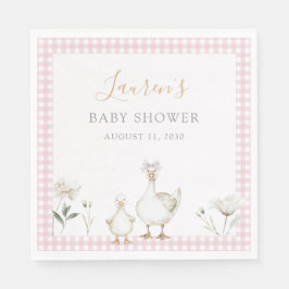 Guardanapo De Papel Whimsical Pink Silly Goose Vintage Bow Baby Shower