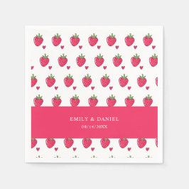Guardanapo De Papel Whimsical Pink Strawberry Wedding Napkins