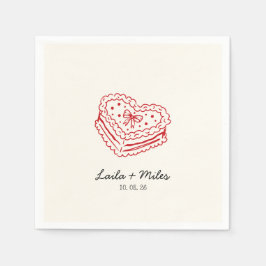 Guardanapo De Papel Whimsical red heart minimalistic wedding 