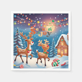 Guardanapo De Papel Whimsical Season of Joy Reindeer Colourful Festive