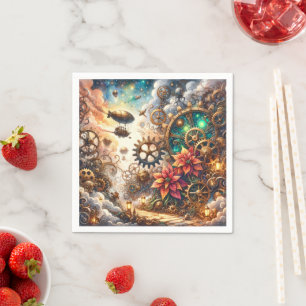 Guardanapo De Papel Whimsical Steampunk Poinsettia Découpage Napkins