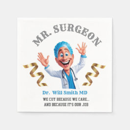 Guardanapo De Papel Whimsical Surgeon Cartoon Art for Doctor Appreciat