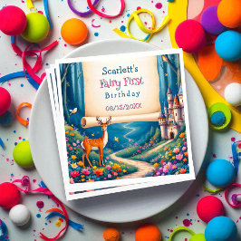 Guardanapo De Papel Whimsical Woodland Castle Fairy First 1st Birthday