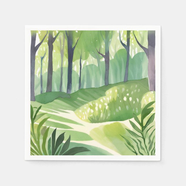 Guardanapo De Papel Whimsical Woods | Forest Watercolor Landscape (Frente)