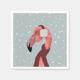 Guardanapo De Papel Whimsso Cozy Winter Flamingo Com Scarf