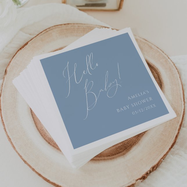 Guardanapo De Papel Whimsy Blue Hello Chá de fraldas Napkins (Criador carregado)