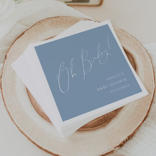 Guardanapo De Papel Whimsy Dusty Blue Oh Chá de fraldas Napkins