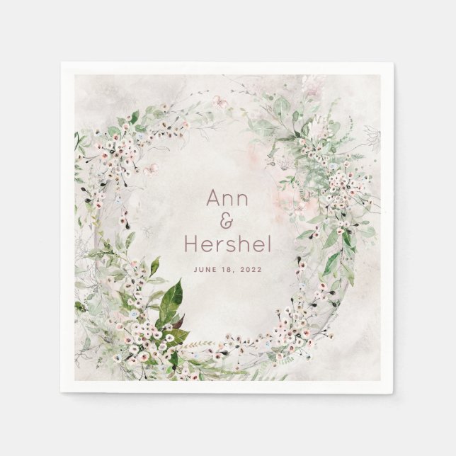 Guardanapo De Papel Whisper e Blush Casamento Cocktail Napkins (Frente)