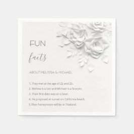 Guardanapo De Papel White 3D Flowers Roses Fun Facts Wedding 