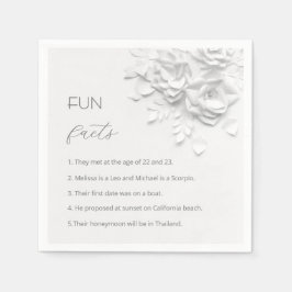 Guardanapo De Papel White 3D Flowers Roses Fun Facts Wedding 